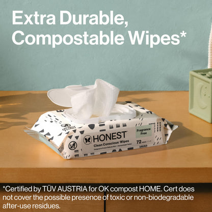 The Honest Company Baby Wipes for Sensitive Skin, Hypoallergenic, Fragrance-Free, Multi-Use, Pattern Play Design, 720 Count (10 Packs of 72)